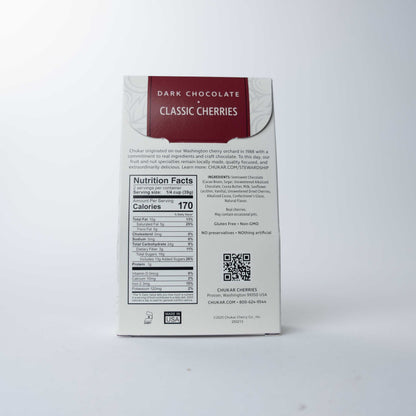 Back of Chukar Cherries Dark Chocolate Covered Cherries