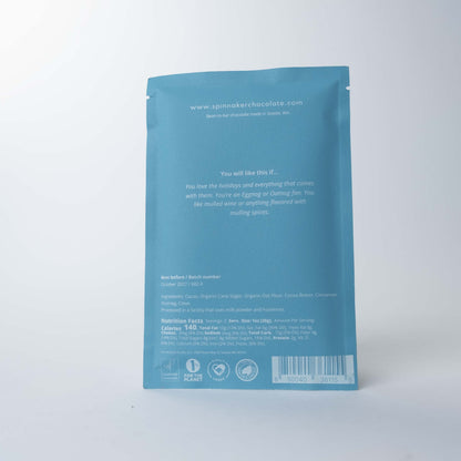 Back of Spinnaker Chocolate Oatnog Holiday Chocolate Bar
